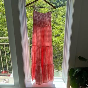 H&M midi pink and white gingham dress. NWOT. Beautiful light summer dress.